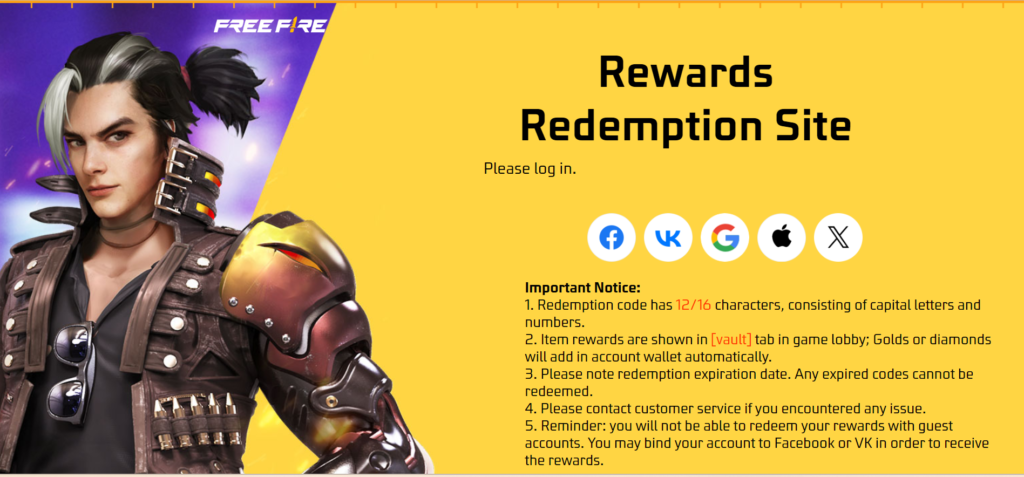 Free Fire Redeem Code 